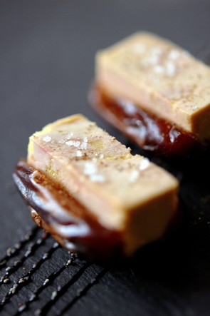 fruits disguised with foie gras and truffle salt