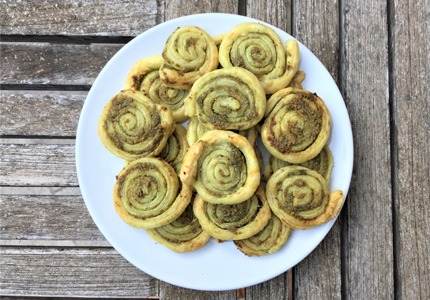 SNAILS PUFF PASTRIES WITH ARUGULA PESTO